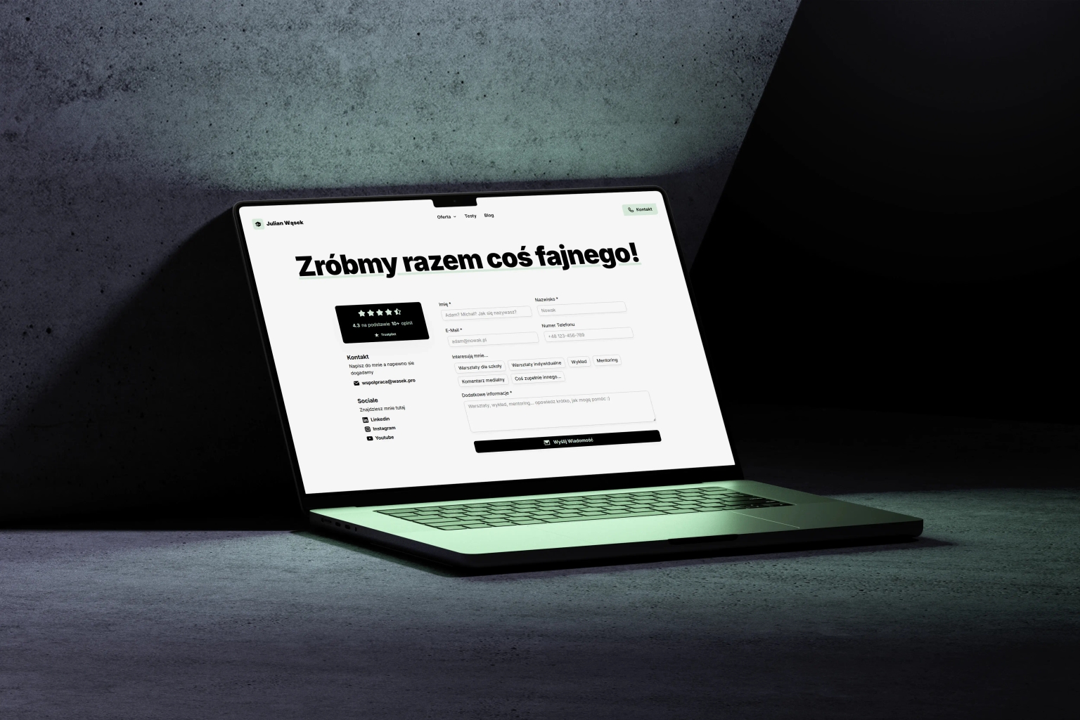 Interfejs interaktywnego testu